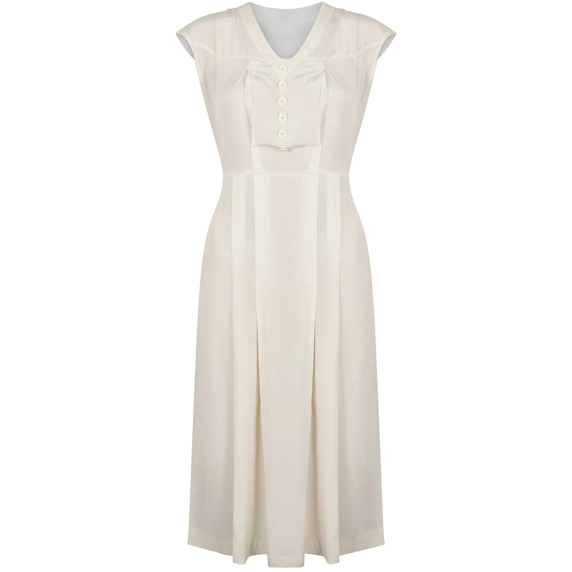 1920s Art Deco Ivory Silk Shirtwaister Dress