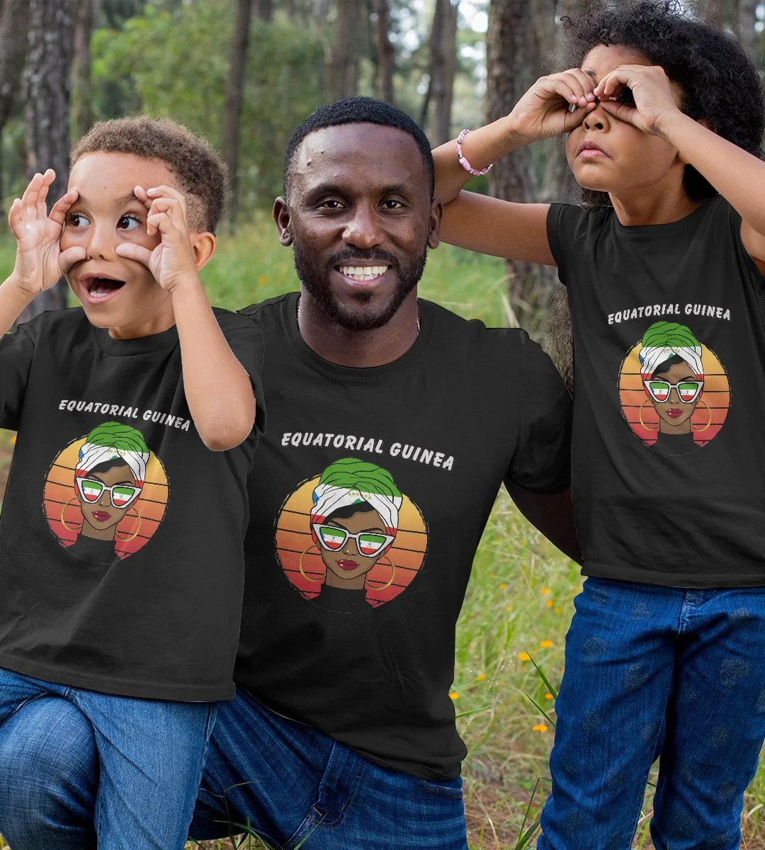 1sttheworld T-Shirt - Equatorial Guinea Girl Wear Sunglasses And Head Scarf T-Shirt Black A35