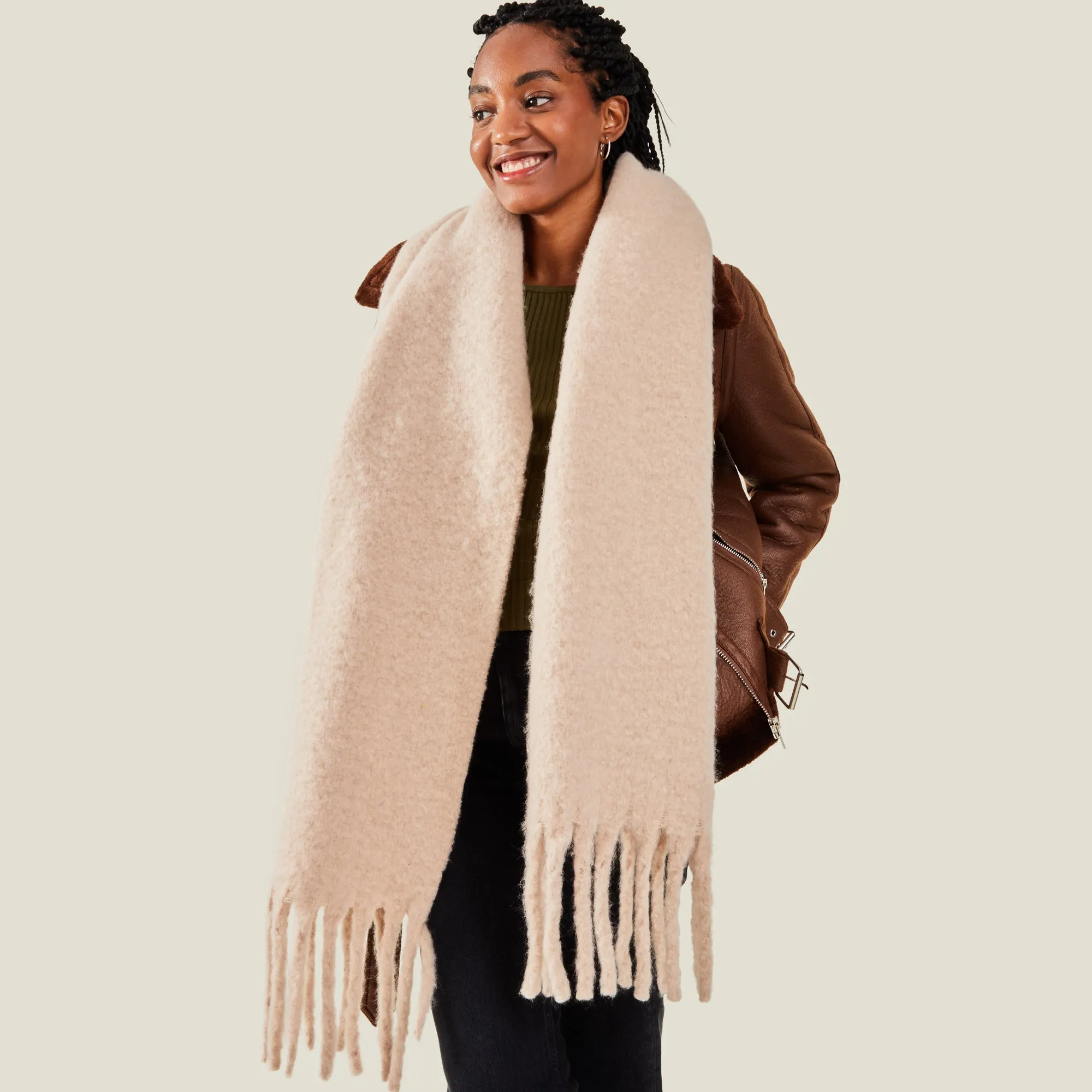 Accessorize London Women's Natural Super Fluffy Scarf