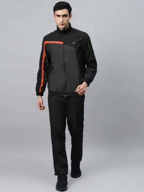 Alcis Mens Black & Charcoal Grey Colorblocked Athletic Tracksuit