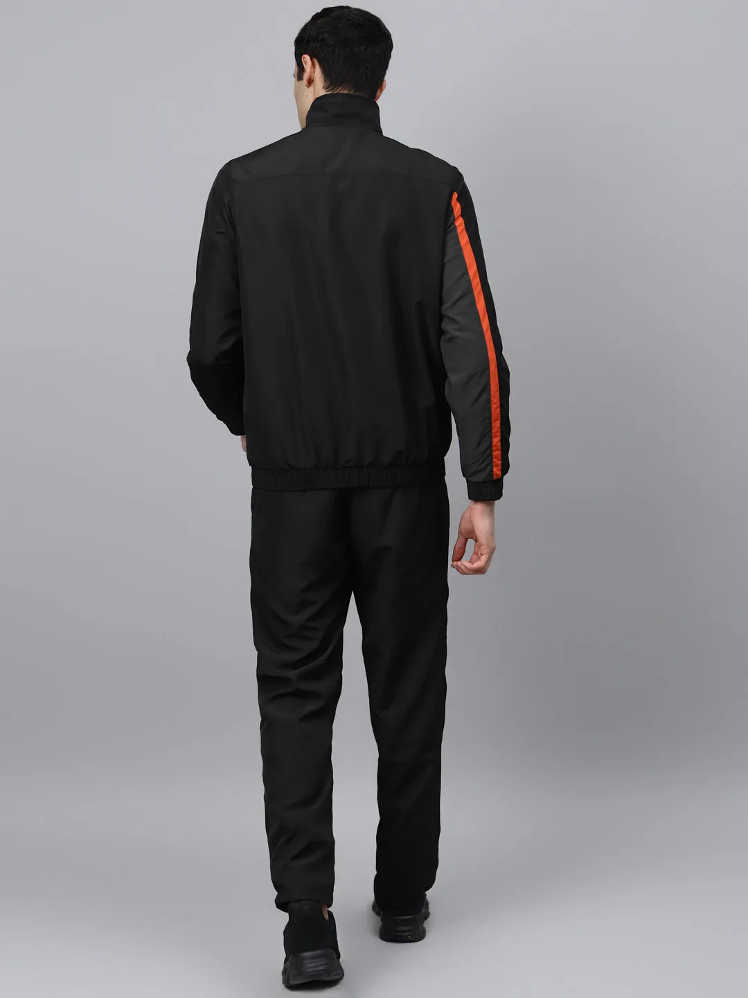 Alcis Mens Black & Charcoal Grey Colorblocked Athletic Tracksuit