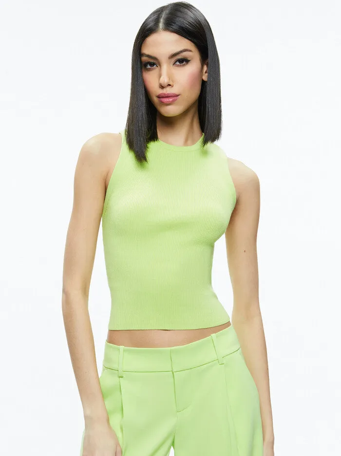 Alice   Olivia - Tonita Ribbed Tank - Sharp Green