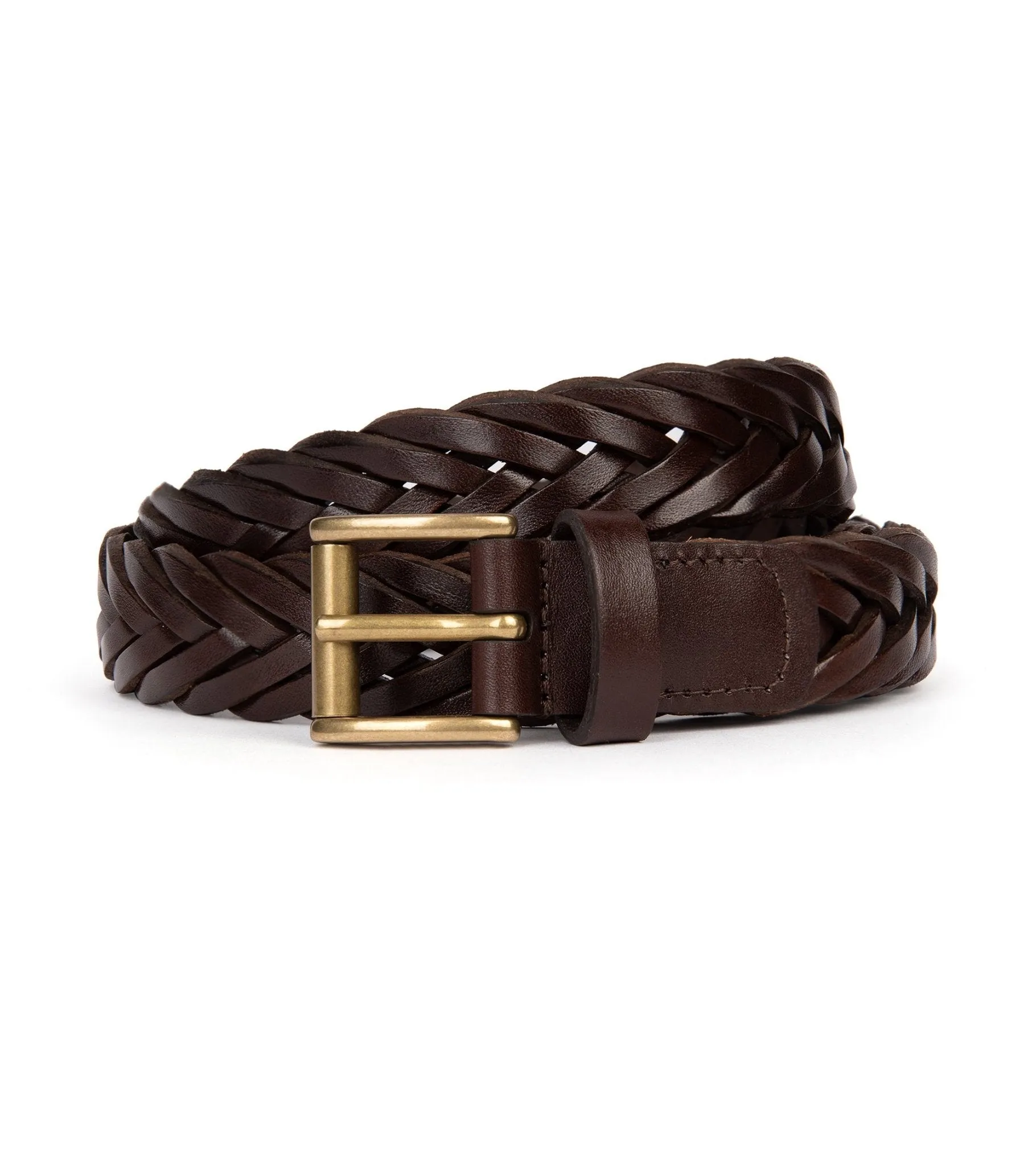 Anderson's Braided Leather Belt: Dark Brown