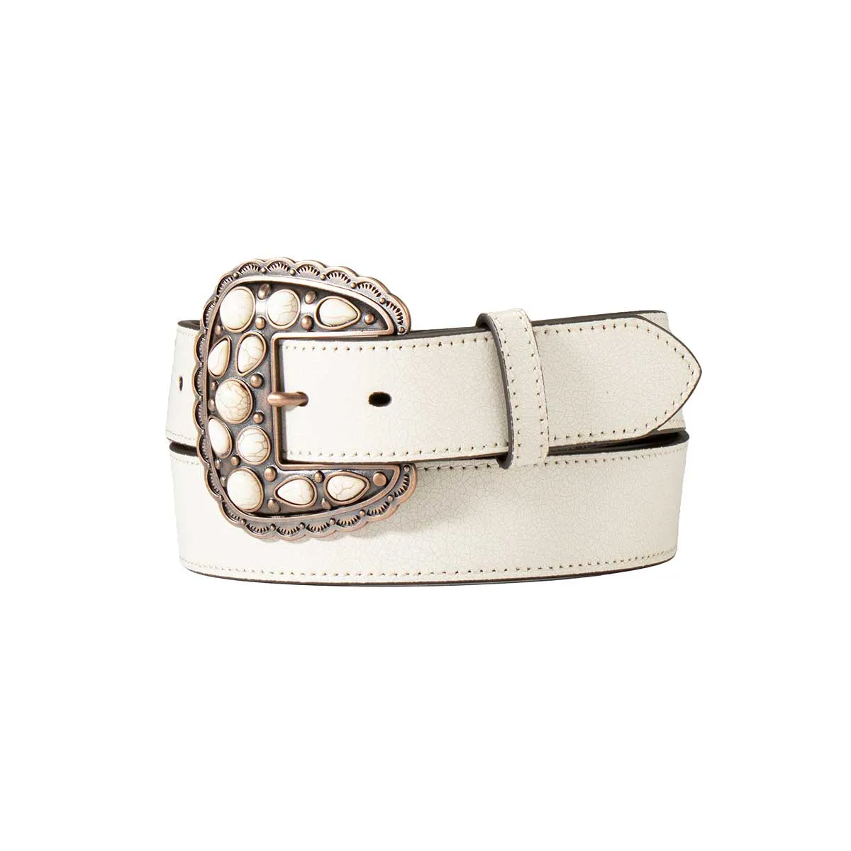 Angel Ranch Women's Cracked Leather Belt - White