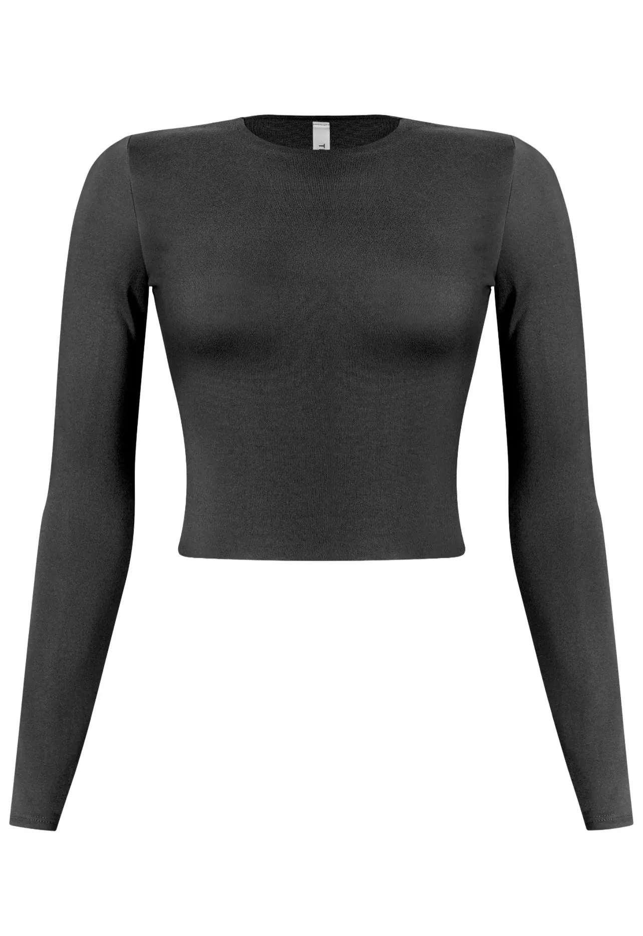 Arianna Long Sleeve Solid Basic Crop Top