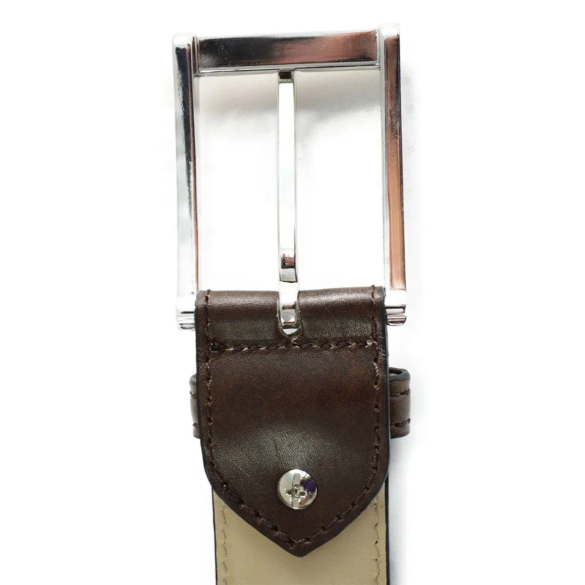 BERWICK 1707 Leather Belt - Lugo Testa Dark Brown