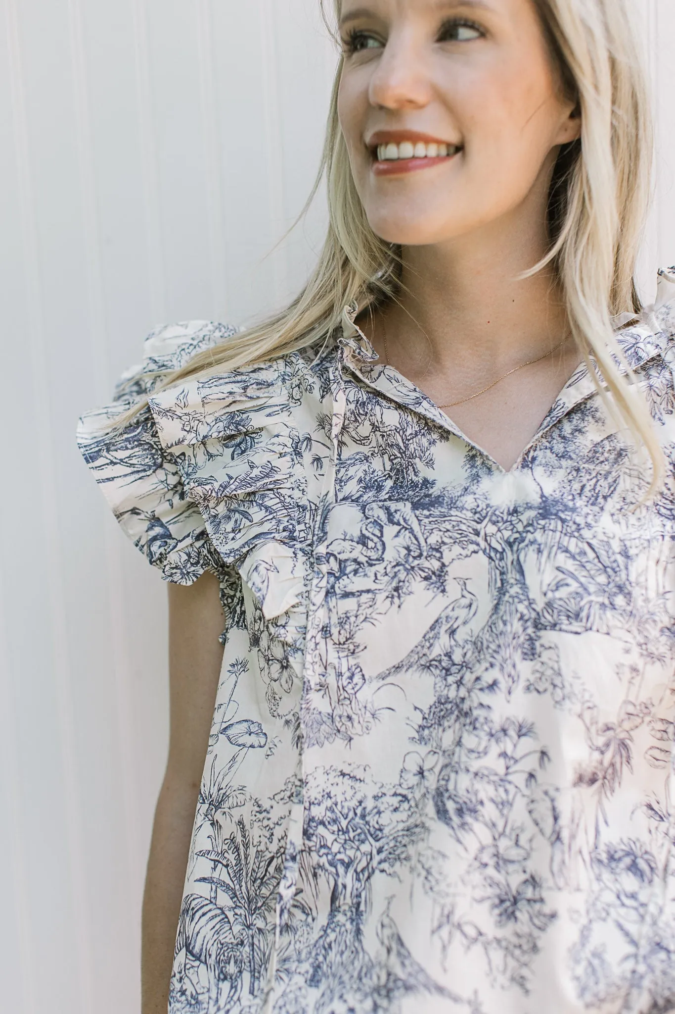 Blue Toile Top