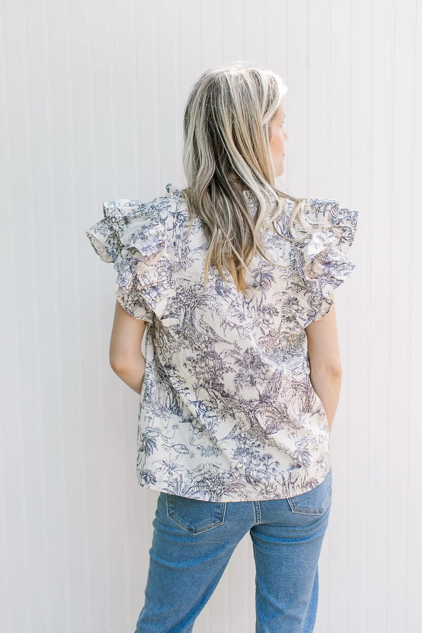 Blue Toile Top