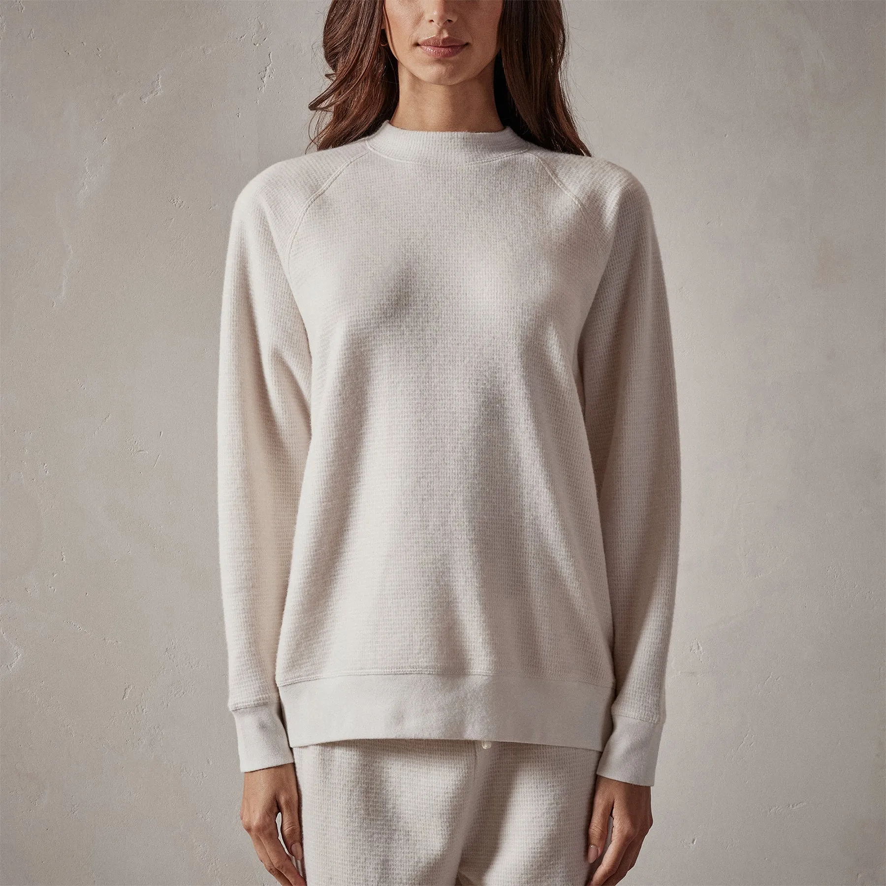 Brushed Thermal Knit Mock Neck - Oyster