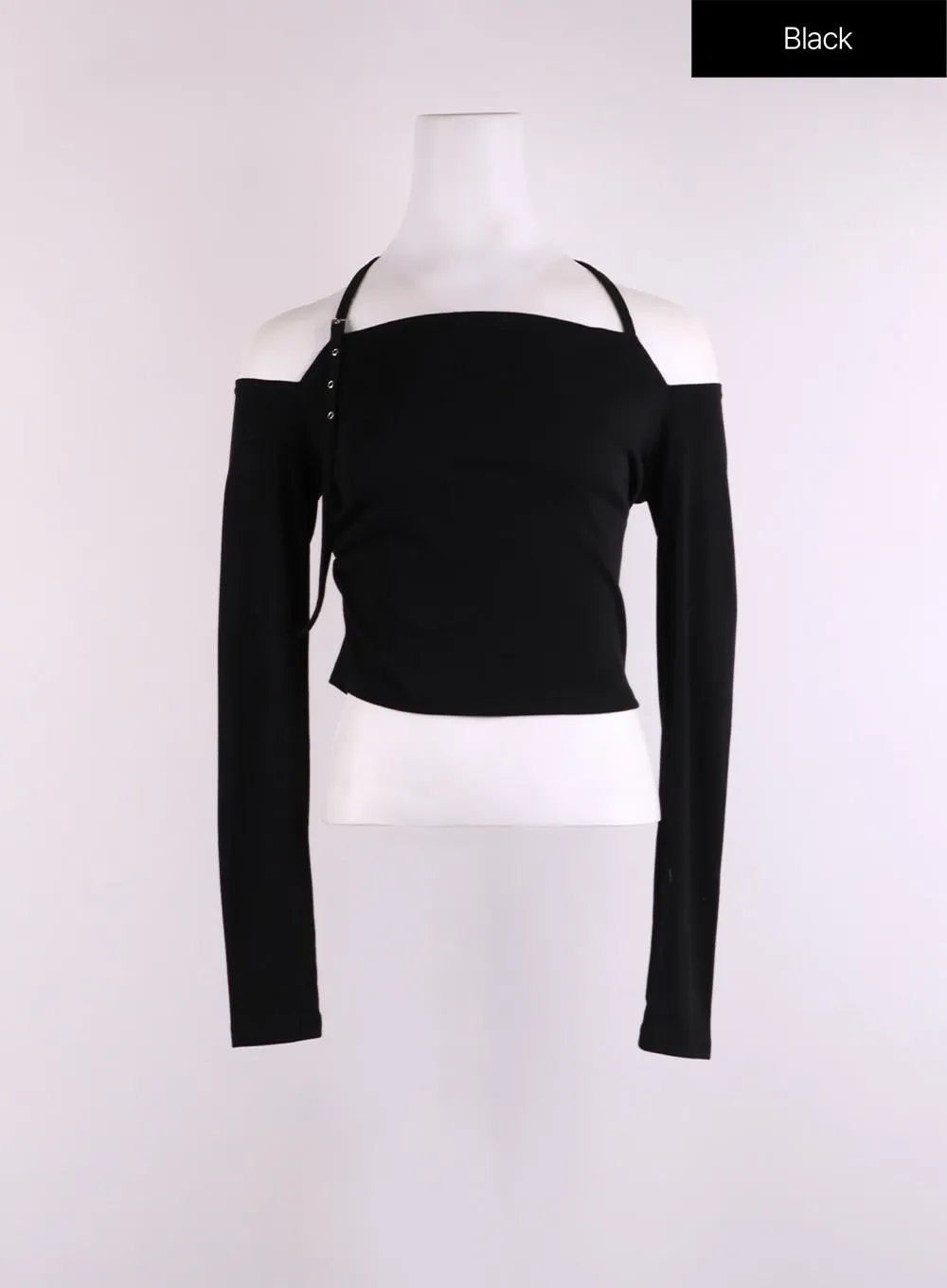 Buckle Off-Shoulder Crop Top CJ426