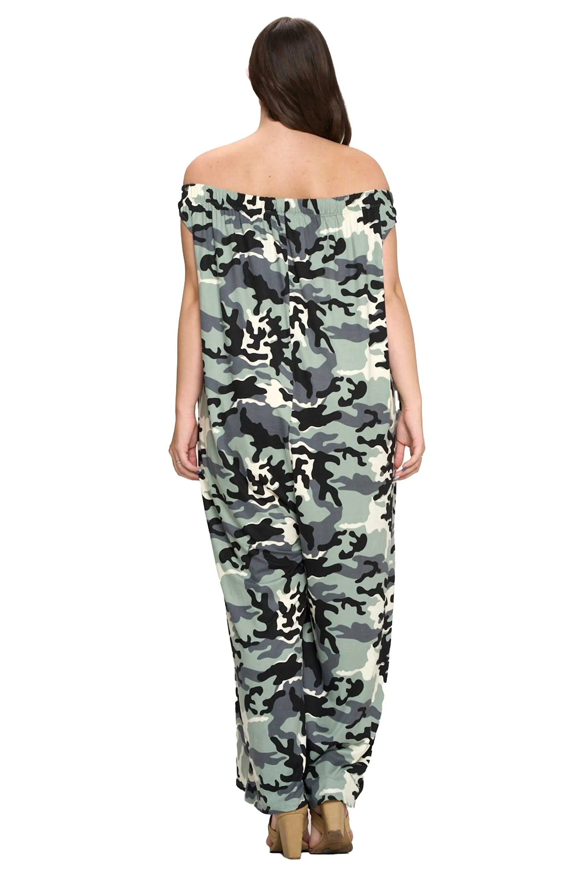 Camo Off Shoulder Jumpsuit