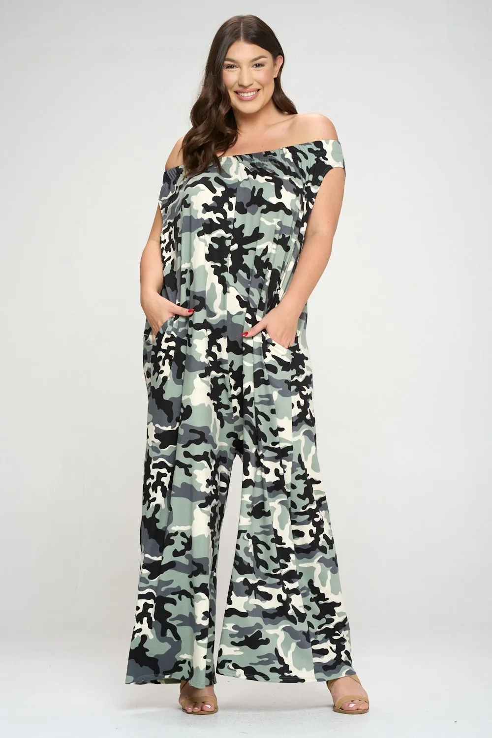 Camo Off Shoulder Jumpsuit