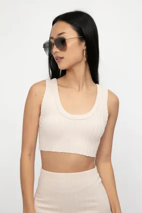 Capri Crop Tank in Oatmeal