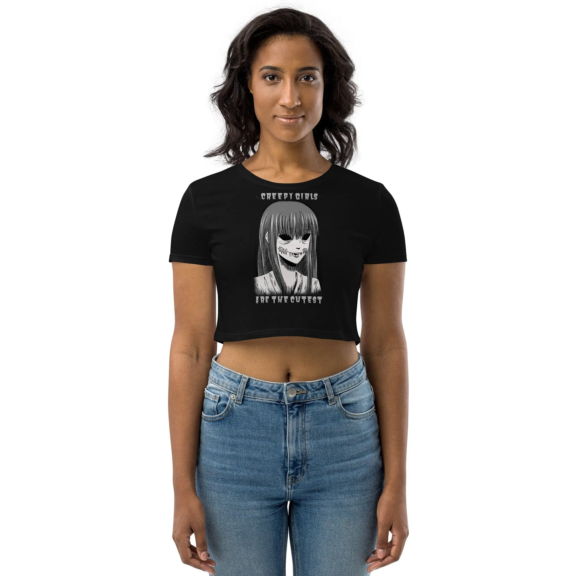 Eco Friendly Soft Goth Crop top / Goth Creepy Girl Crop Top / Premium Organic Cotton / Eco Goth Fashion