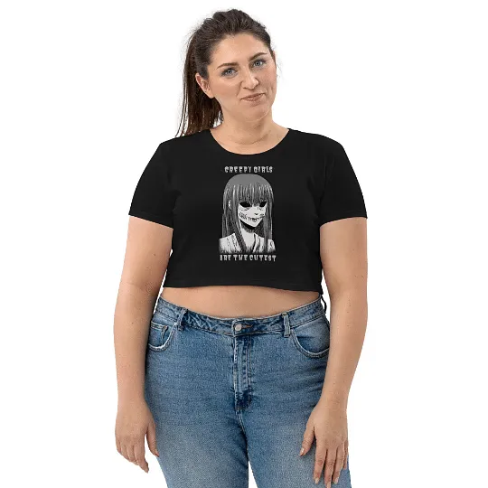 Eco Friendly Soft Goth Crop top / Goth Creepy Girl Crop Top / Premium Organic Cotton / Eco Goth Fashion