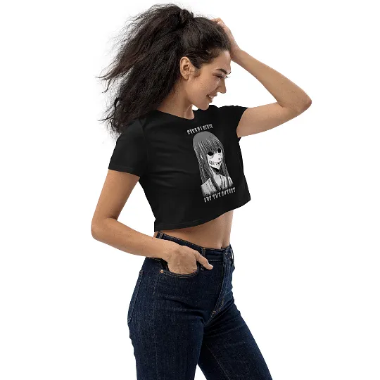 Eco Friendly Soft Goth Crop top / Goth Creepy Girl Crop Top / Premium Organic Cotton / Eco Goth Fashion