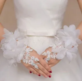 Flower Beading Wedding Gloves