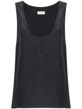 HENLEY-NECK SILK TANK TOP