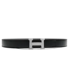 Hermes Paris H Buckle & Reversible Leather Strap 32mm Belt Noir Étain