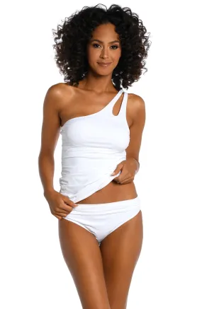 Island Goddess One Shoulder Keyhole Tankini Top - White