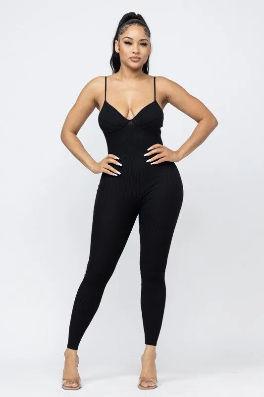 Joy Ribbed Jumpsuit (Black)