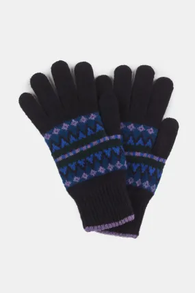 Lambswool Fair Isle Gloves - Navy