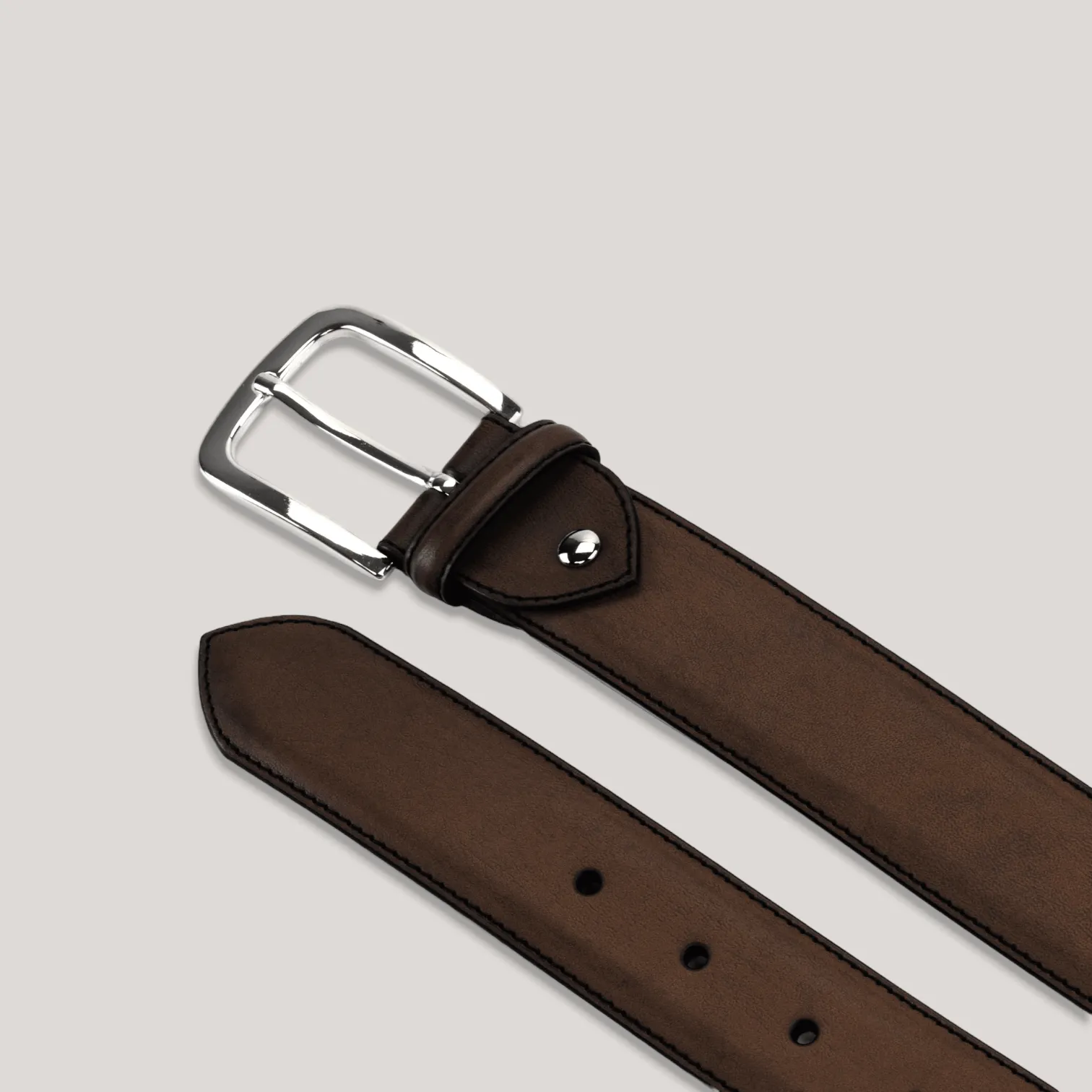 LUMEN - Dark Brown Vegan Belt - Silver