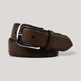 LUMEN - Dark Brown Vegan Belt - Silver