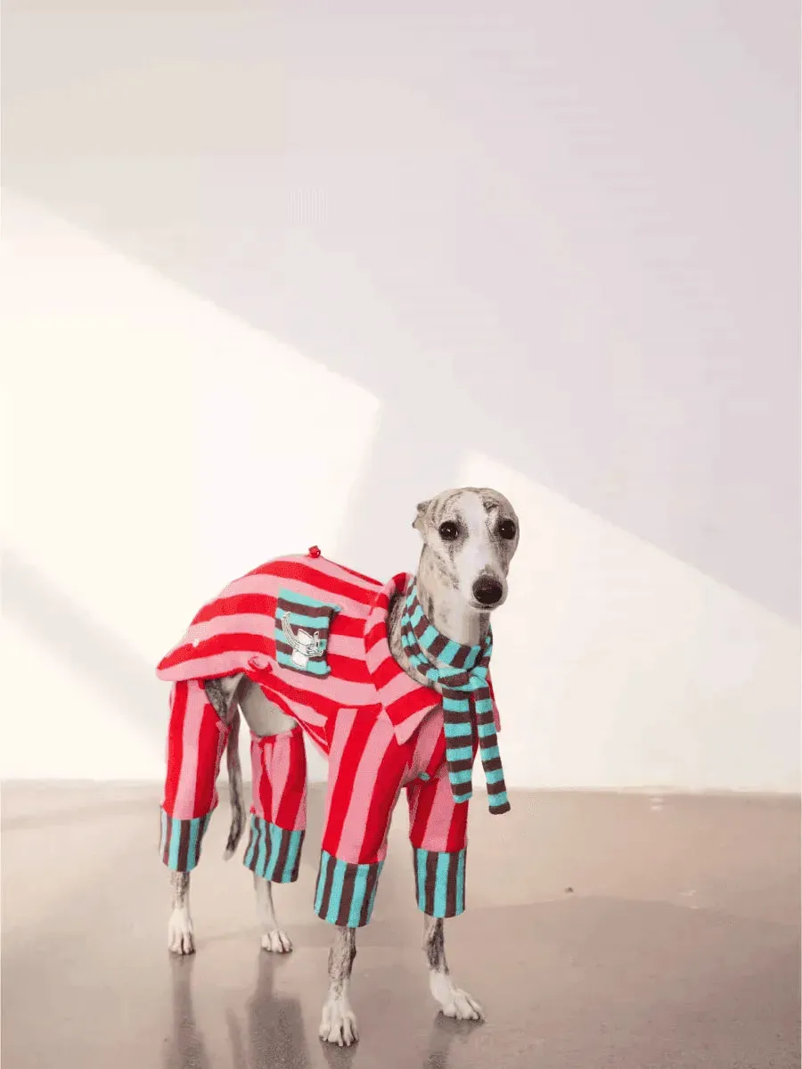 Matching Duo - Striped Cotton Dog Pyjamas