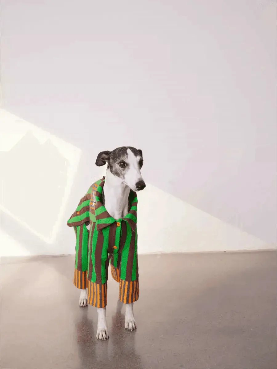 Matching Duo - Striped Cotton Dog Pyjamas