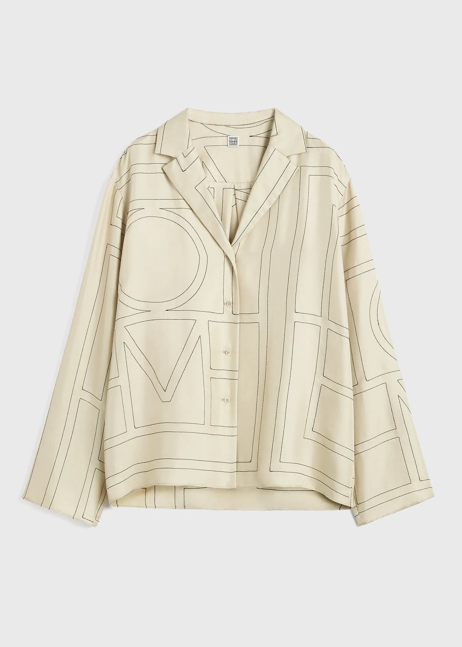 Monogram silk pj top ivory