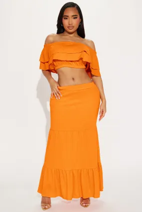 Noelle Tiered Skirt Set - Orange