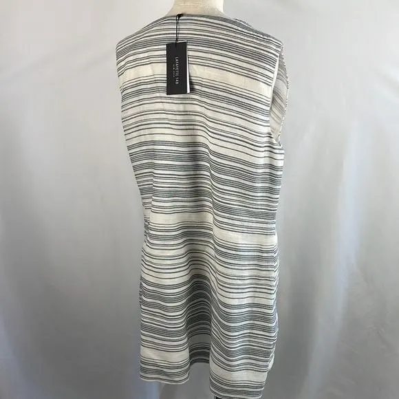 NWT Lafayette148 Blue Cream Striped Linen Tank Top