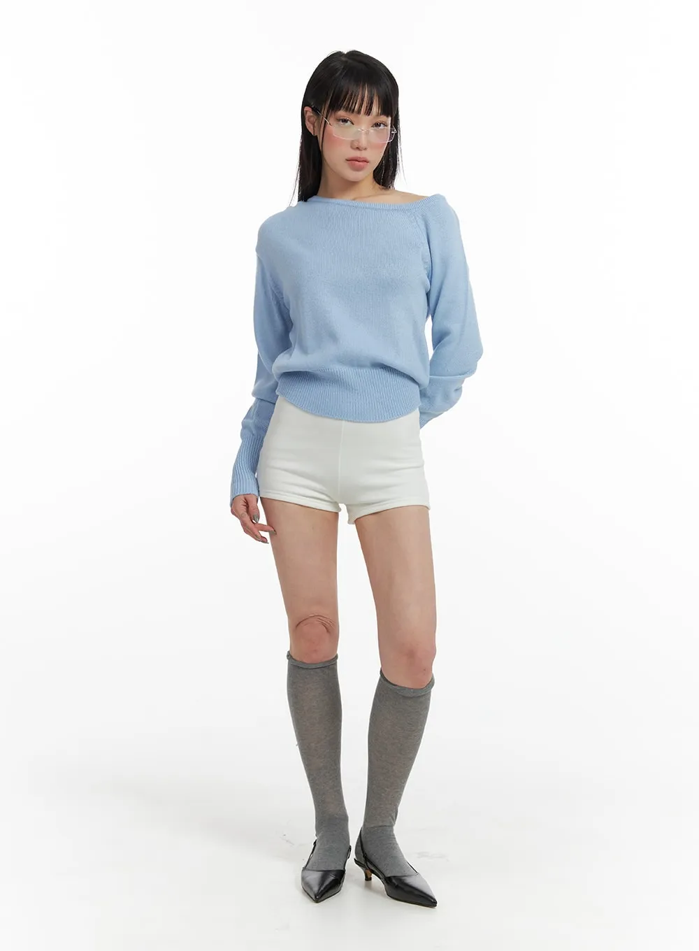 Off-Shoulder Knit Sweater IF423