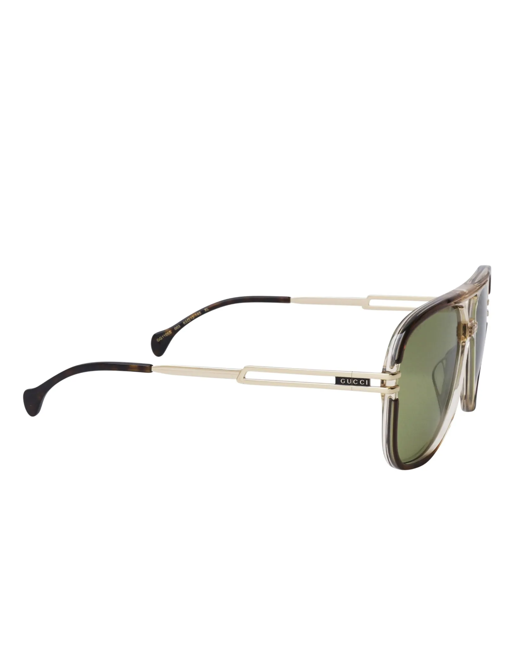 Brown and Gold Pilot Sunglasses with Green Lenses