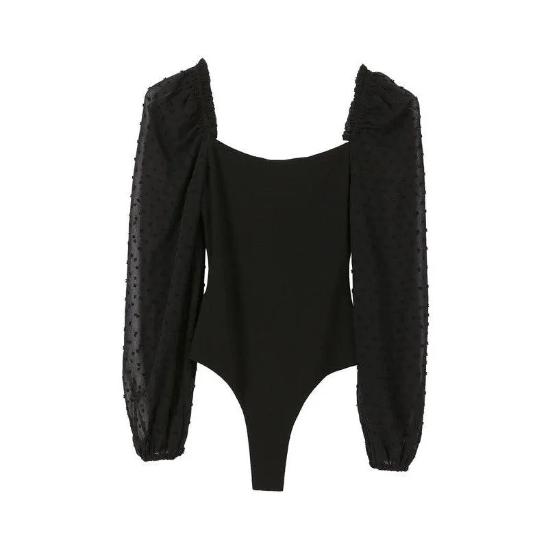 Shirring Sleeve Stylish Bodysuit