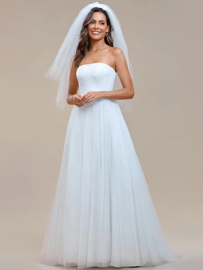 Simple Off Shoulder Mesh Wedding Dresses