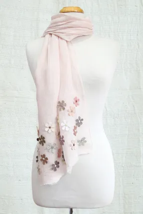 Handcrafted Linen Scarf by Sophie Digard with Calamine Fossils Crochet Detail