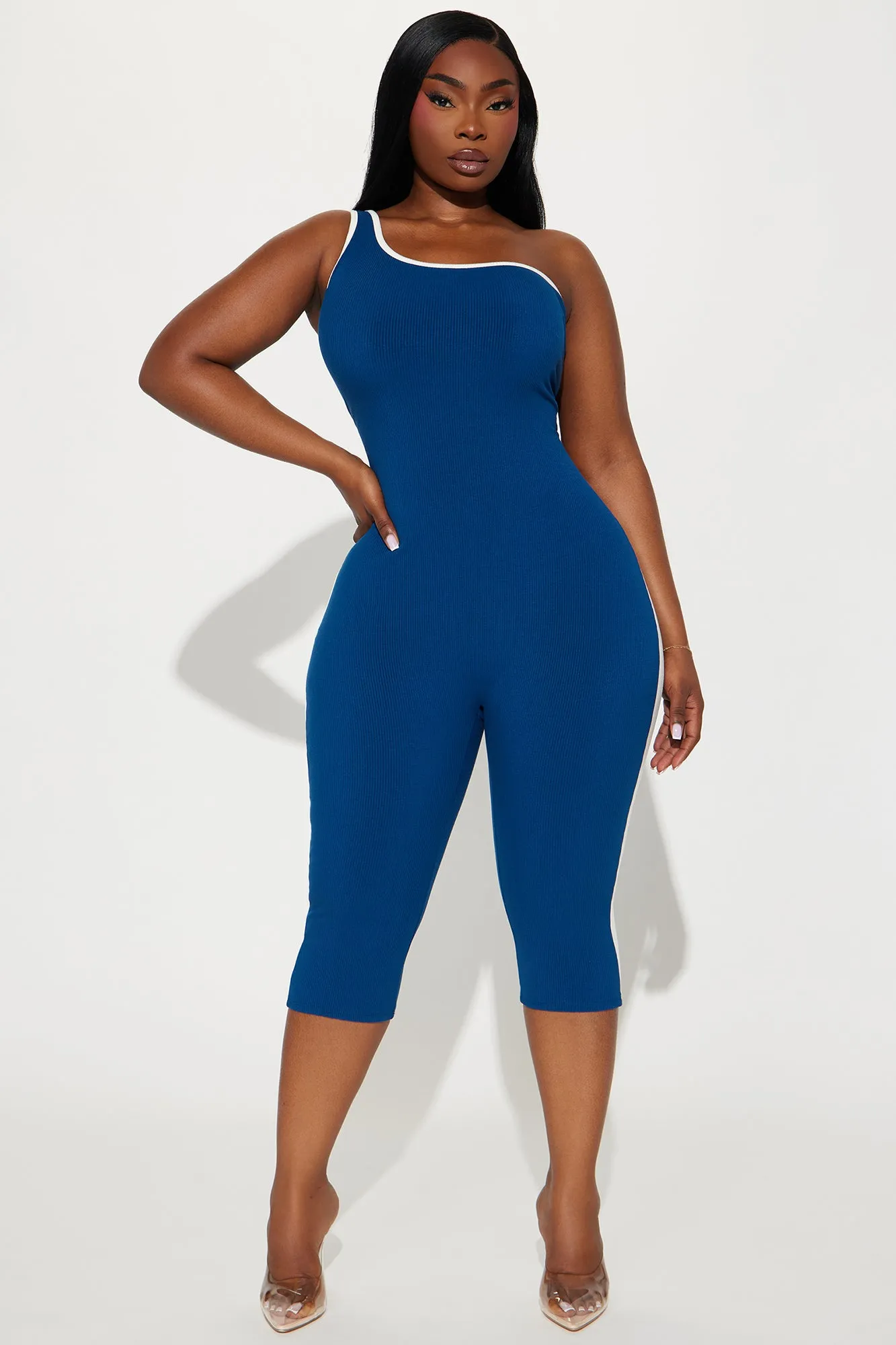 Steph Snatched Capri Jumpsuit - Navy/combo