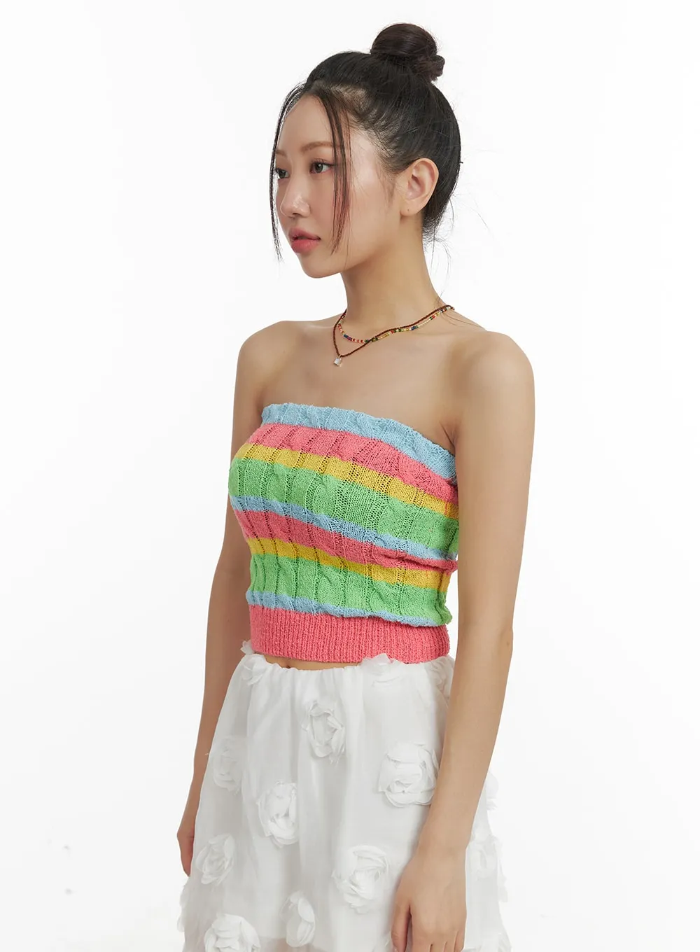 Stripe Knit Tube Top OM428