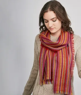 Stripe Print Fringed Scarf