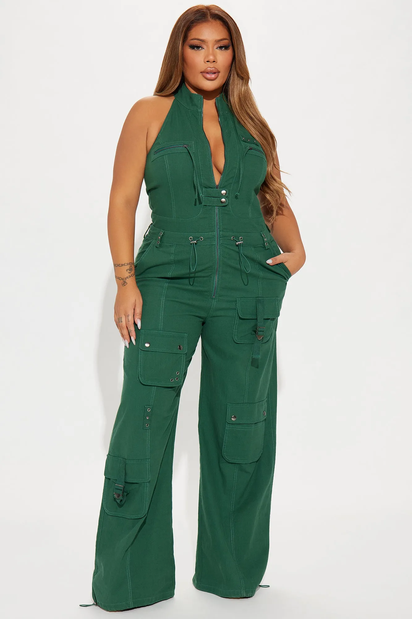 Take The Hint Jumpsuit - Green