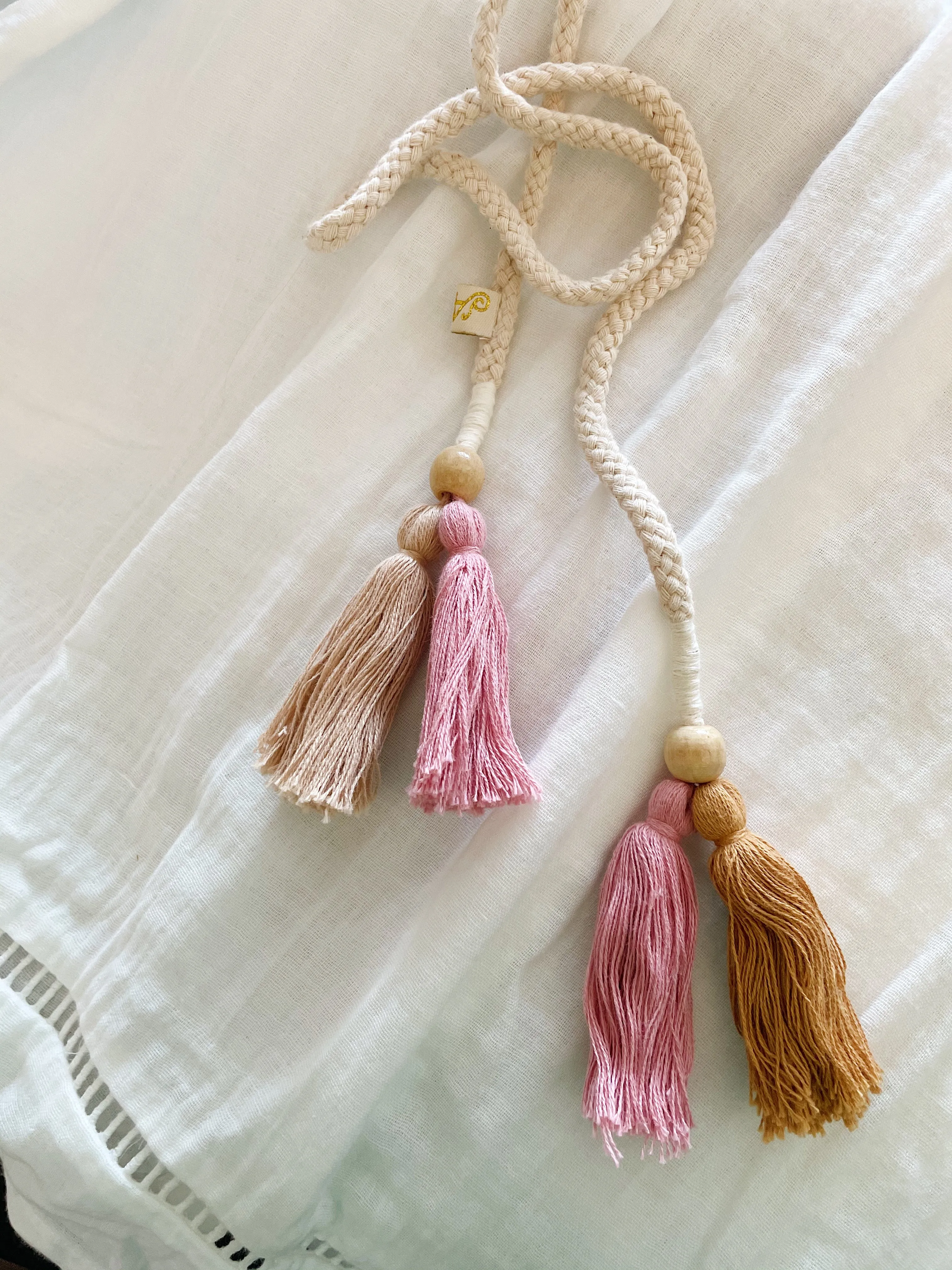 Tilly Tassel Belt - Pink & Mustard