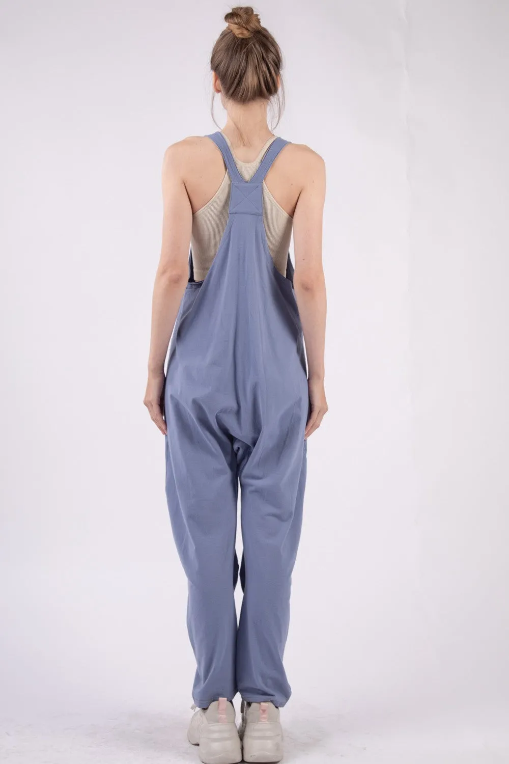 VERY J  Plunge Sleeveless Jumpsuit with Pockets