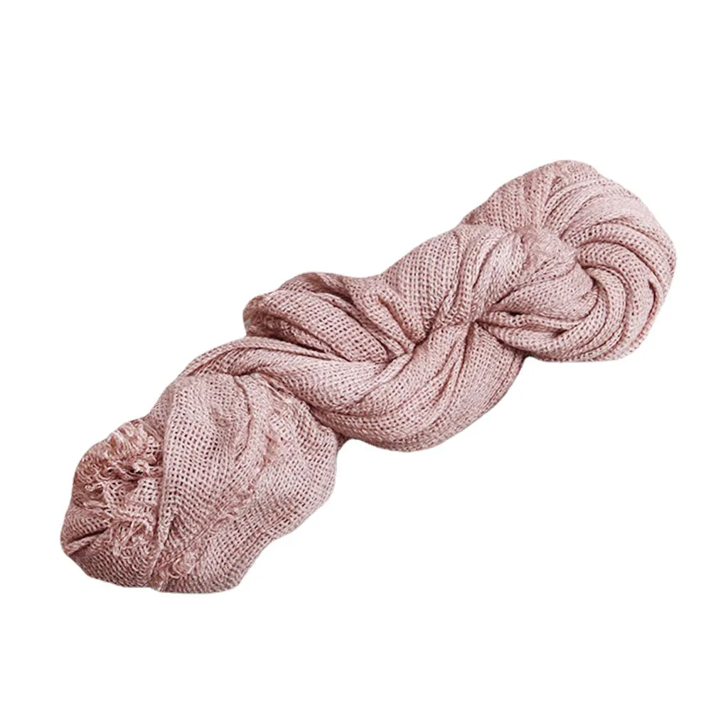 Women Dirty Dyed Cotton Autumn And Winter Keep Warm Neck Protection Solid Brief Ethnic Style Scarf Shawl